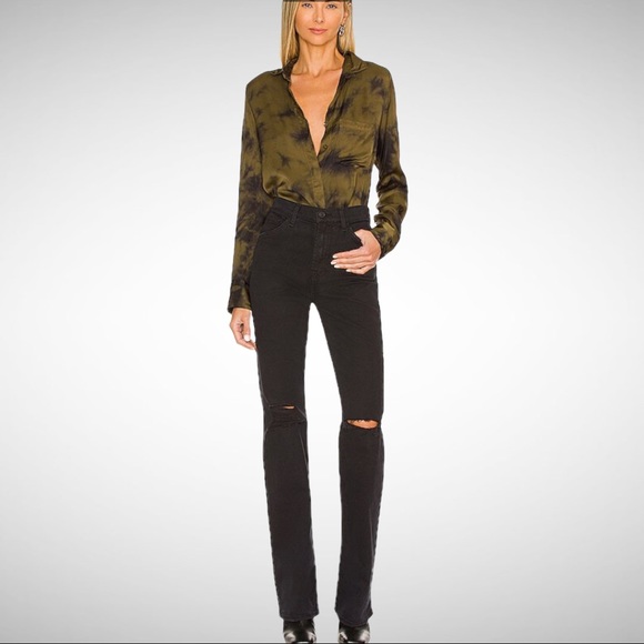 YFB Fern Vancouver Wash Susan Satin Button Down In Dark Green S - Picture 6 of 9